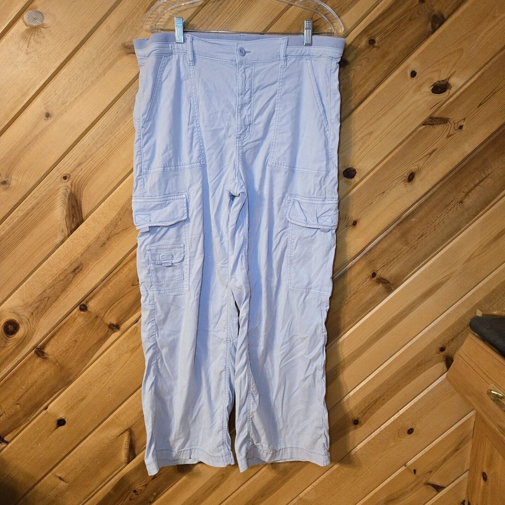 American Eagle Baggy Wide Leg Cargo Pants Light Blue Lyocell Soft 12 Short